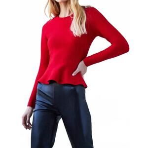 NEW GENERATION LOVE panache peplum sweater in ruby